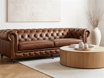 Oakland Chesterfield 4 pers. Lædersofa - Newark Brown